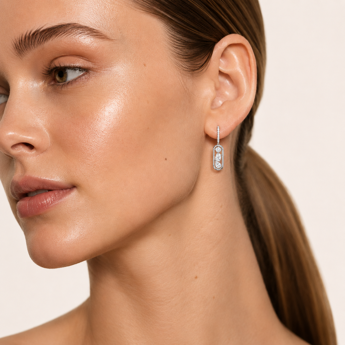 1.75CT Mixed Cut Lab Grown Diamond Paperclip Dangle Earrings