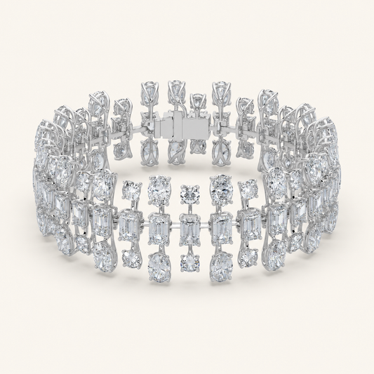 34.5CT Mixed Cut Lab Grown Diamond Statement Bracelet
