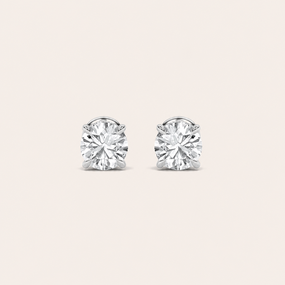 3CT Round Cut Lab Grown Diamond Hidden Halo Stud Earrings