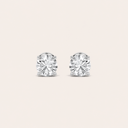 3CT Round Cut Lab Grown Diamond Hidden Halo Stud Earrings