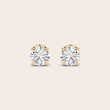 2CT Round Cut Lab Grown Diamond Hidden Halo Stud Earrings