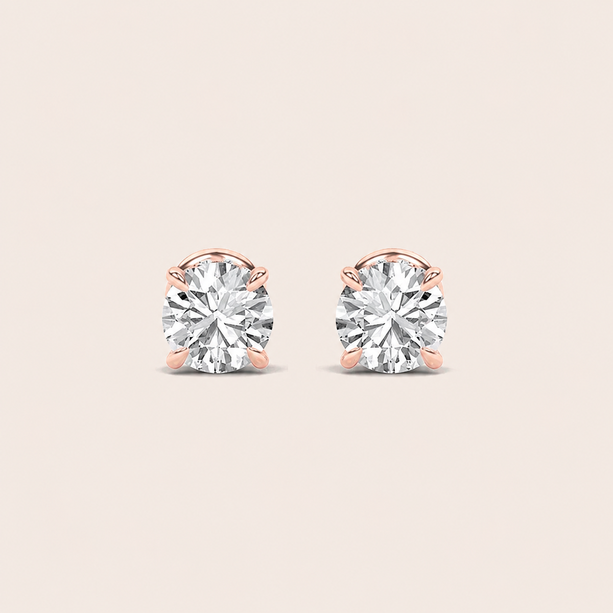 3CT Round Cut Lab Grown Diamond Hidden Halo Stud Earrings