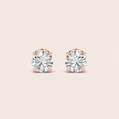 3CT Round Cut Lab Grown Diamond Hidden Halo Stud Earrings