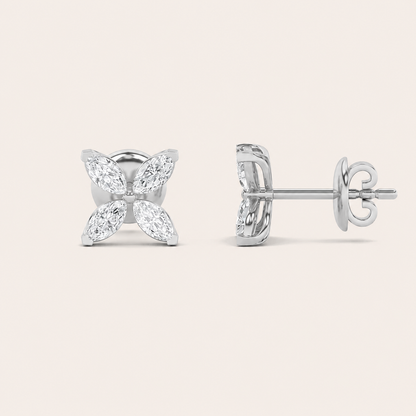 1.5CT Marquise Cut Lab Grown Diamond Flower Earrings