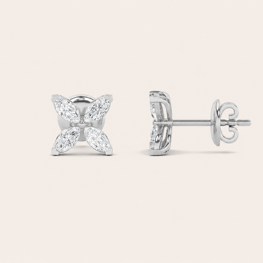 2CT Marquise Cut Lab Grown Diamond Flower Earrings