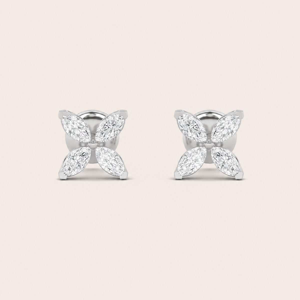 2CT Marquise Cut Lab Grown Diamond Flower Earrings