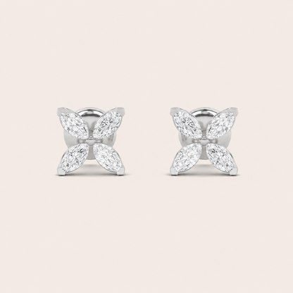 2CT Marquise Cut Lab Grown Diamond Flower Earrings