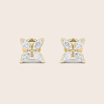 1.5CT Marquise Cut Lab Grown Diamond Flower Earrings