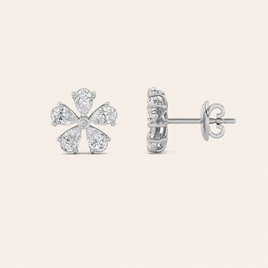1.5CT Pear Cut Lab Grown Diamond Floral Earrings