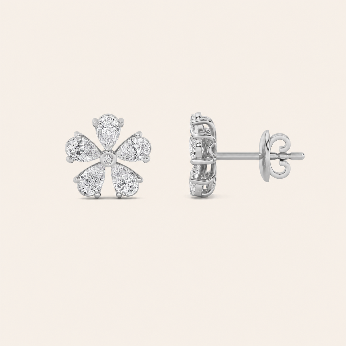 2.5CT Pear Cut Lab Grown Diamond Floral Earrings