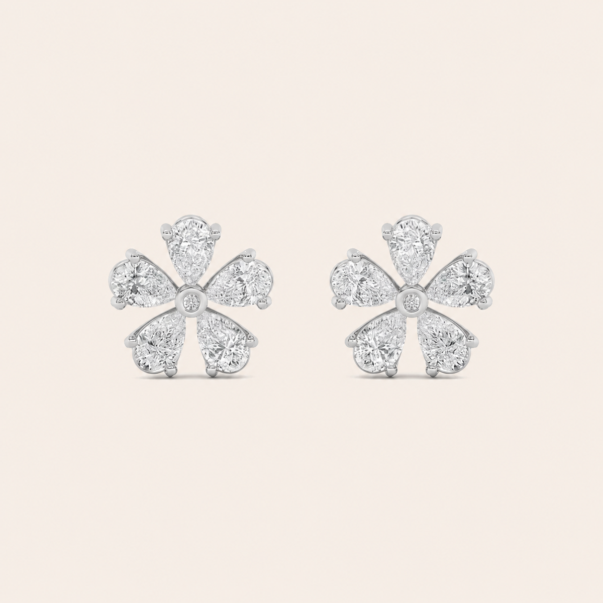 2.5CT Pear Cut Lab Grown Diamond Floral Earrings
