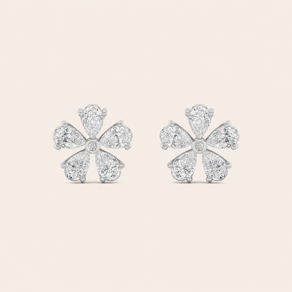 2.5CT Pear Cut Lab Grown Diamond Floral Earrings