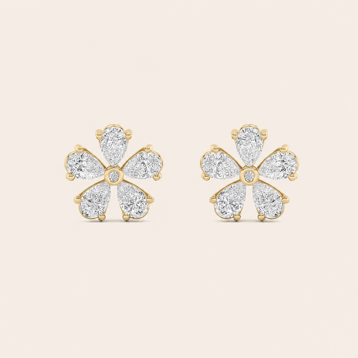 2.5CT Pear Cut Lab Grown Diamond Floral Earrings