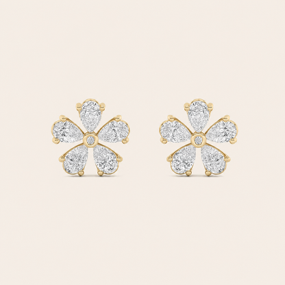2.5CT Pear Cut Lab Grown Diamond Floral Earrings