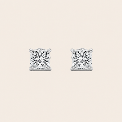 5CT Princess Cut Lab Grown Diamond Hidden Halo Stud Earrings