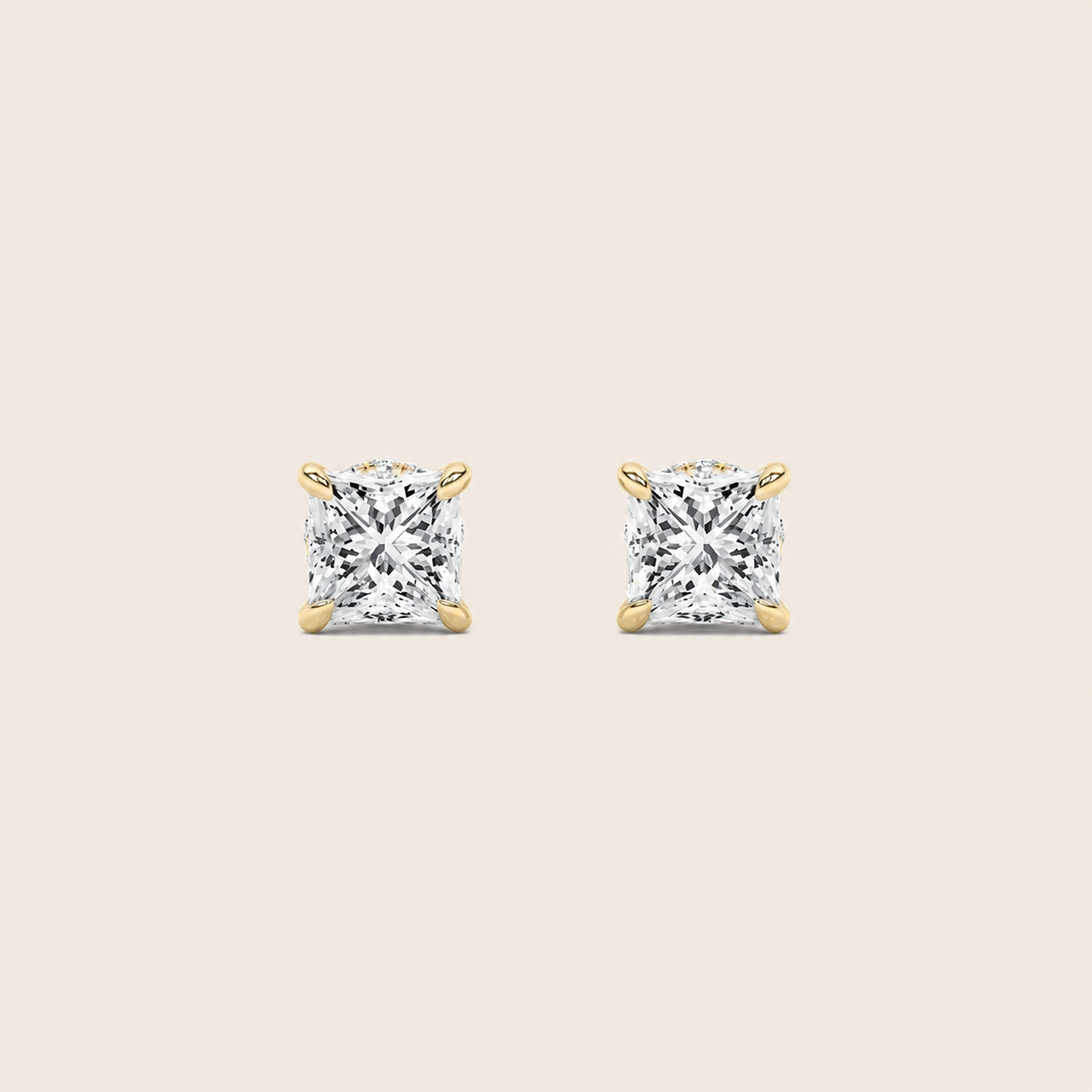 3CT Princess Cut Lab Grown Diamond Hidden Halo Stud Earrings
