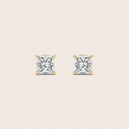 5CT Princess Cut Lab Grown Diamond Hidden Halo Stud Earrings
