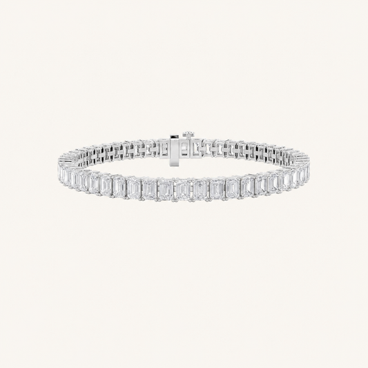 11.25CT Emerald Cut Lab Grown Diamond Tennis Bracelet