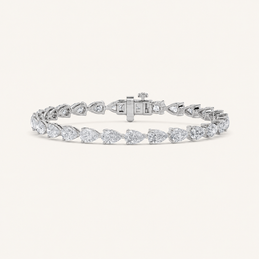 7CT Pear Cut Lab Grown Diamond Tennis Bracelet