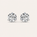 2.5CT Round Cut Lab Grown Diamond Three Prong Martini Stud Earrings