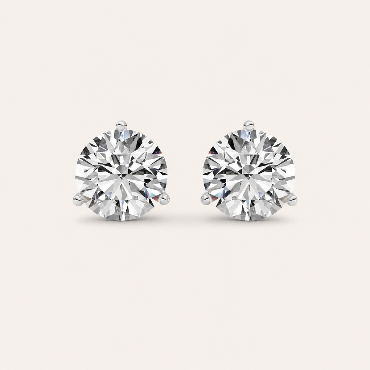 5.5CT Round Cut Lab Grown Diamond Three Prong Martini Stud Earrings