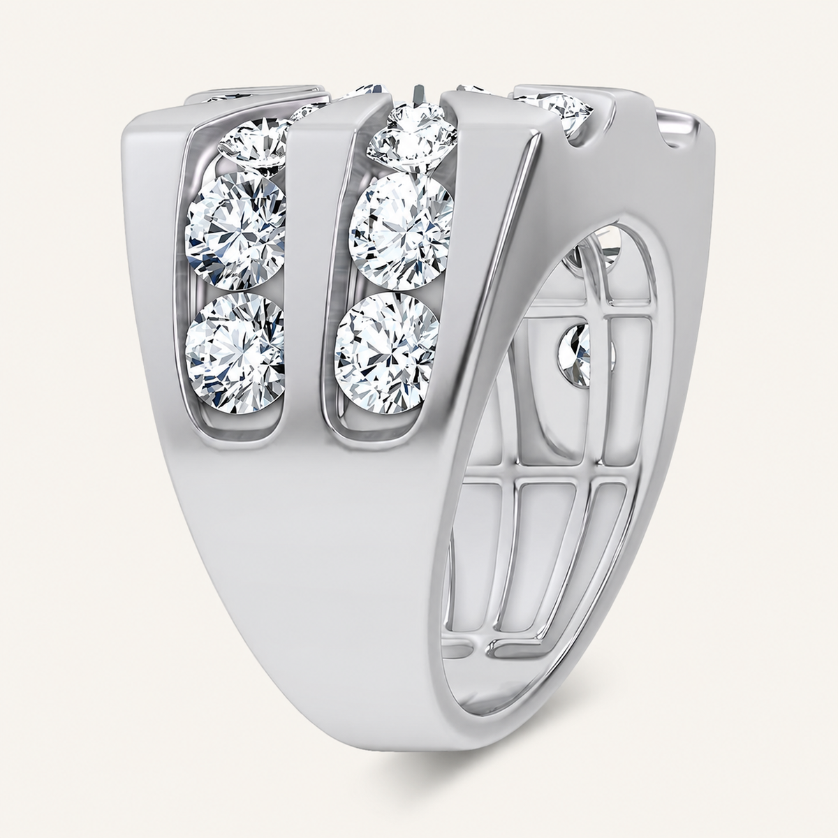 7CT Round Cut Certified Lab Grown Diamond Men's Ring