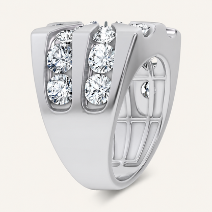 7CT Round Cut Certified Lab Grown Diamond Men's Ring