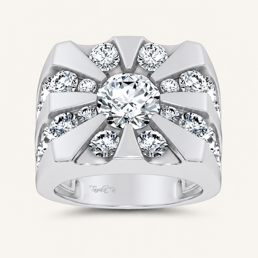 5CT Round Certified Lab Grown Diamond Men's Ring