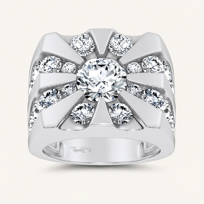 7CT Round Cut Certified Lab Grown Diamond Men's Ring