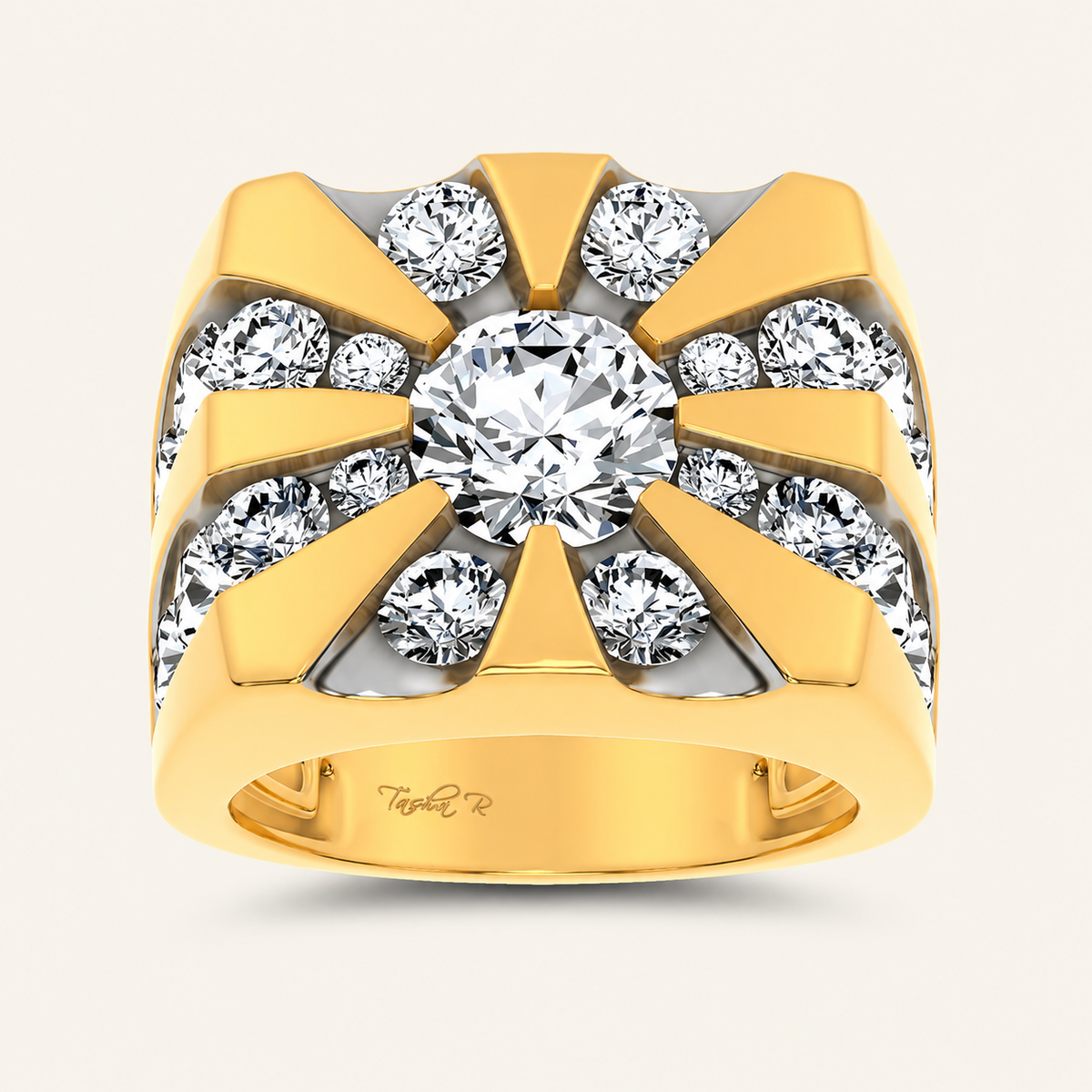 7CT Round Cut Certified Lab Grown Diamond Men's Ring