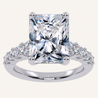 3.75CT Radiant Cut Lab Grown Diamond Cluster Ring
