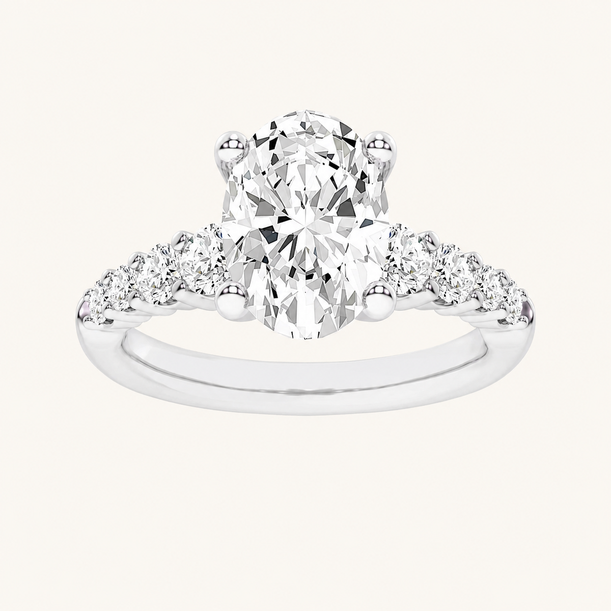 3.75CT Oval Cut Lab Grown Diamond Cluster Ring