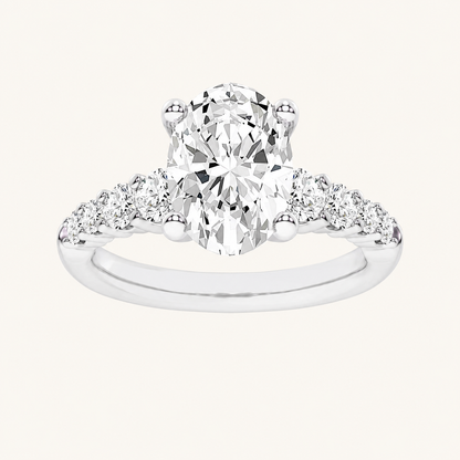 3.75CT Oval Cut Lab Grown Diamond Cluster Ring