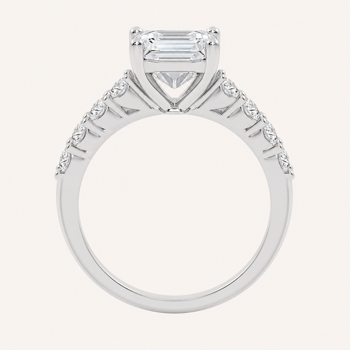 3.75CT Emerald Cut Lab Grown Diamond Cluster Ring