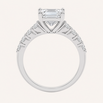 3.75CT Emerald Cut Lab Grown Diamond Cluster Ring