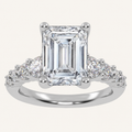 3.75CT Emerald Cut Lab Grown Diamond Cluster Ring