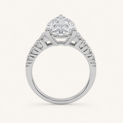 3.75CT Pear Cut Lab Grown Diamond Cluster Ring