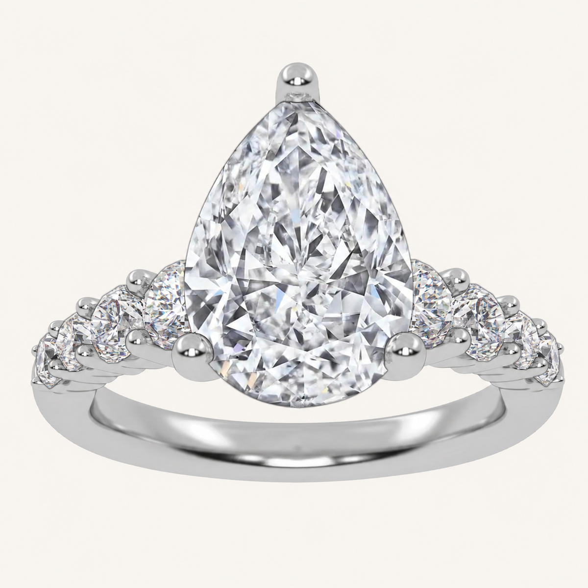 3.75CT Pear Cut Lab Grown Diamond Cluster Ring