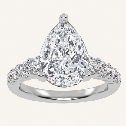 3.75CT Pear Cut Lab Grown Diamond Cluster Ring