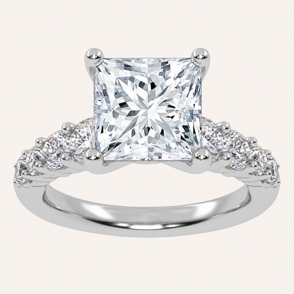 3.75CT Princess Cut Lab Grown Diamond Cluster Ring