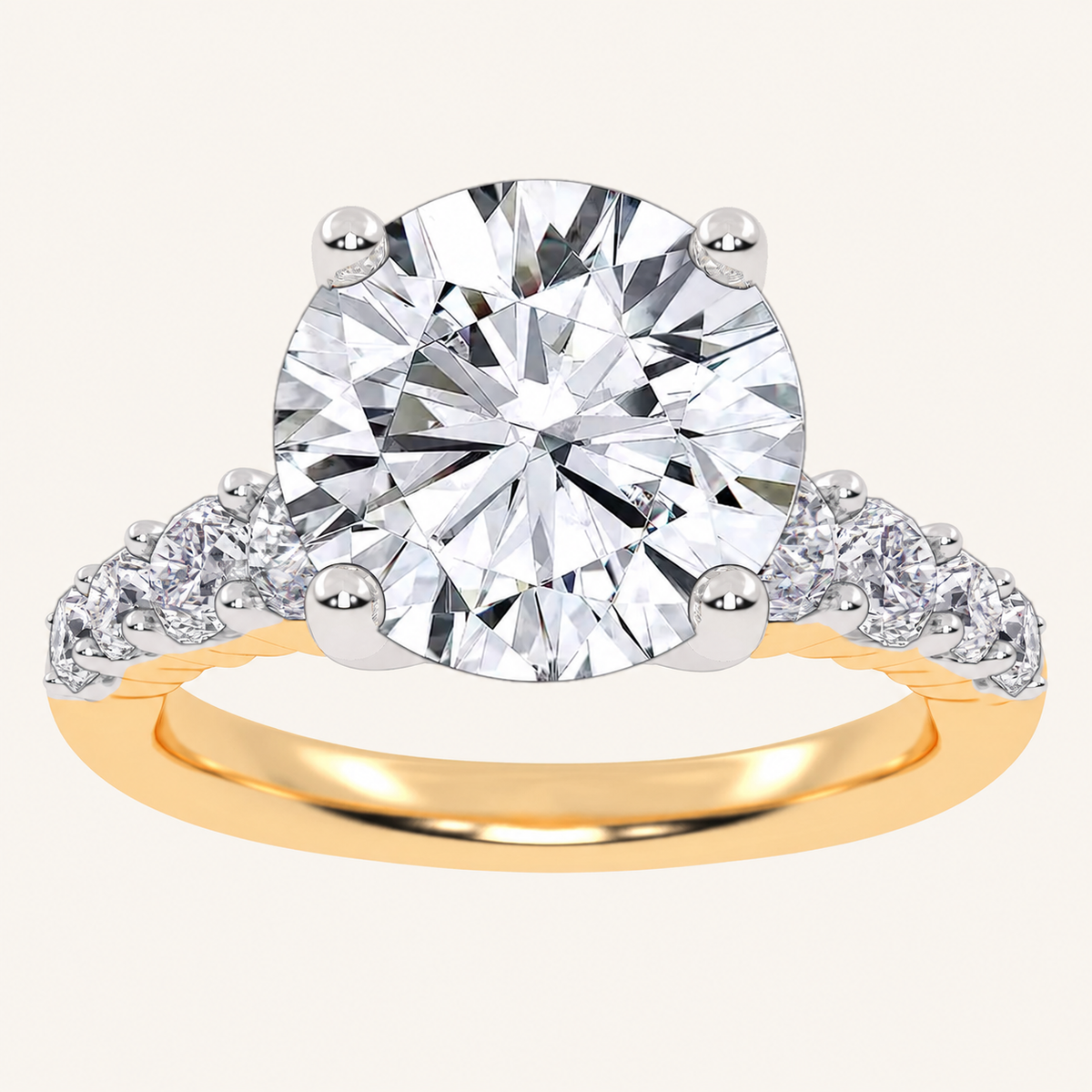 3.75CT Round Cut Lab Grown Diamond Cluster Ring