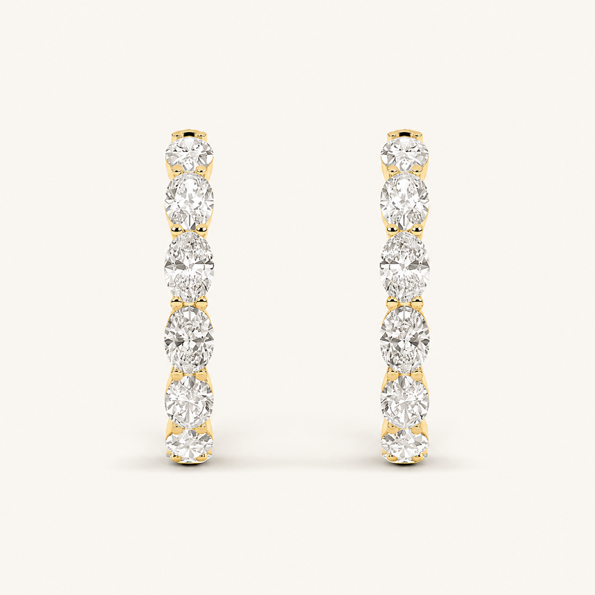 8CT Oval Cut Lab Grown Diamond InsideOut Hoop Earrings