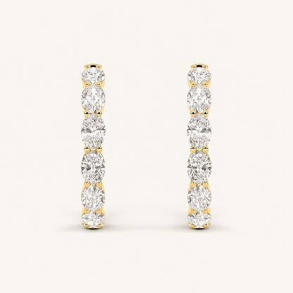8CT Oval Cut Lab Grown Diamond InsideOut Hoop Earrings