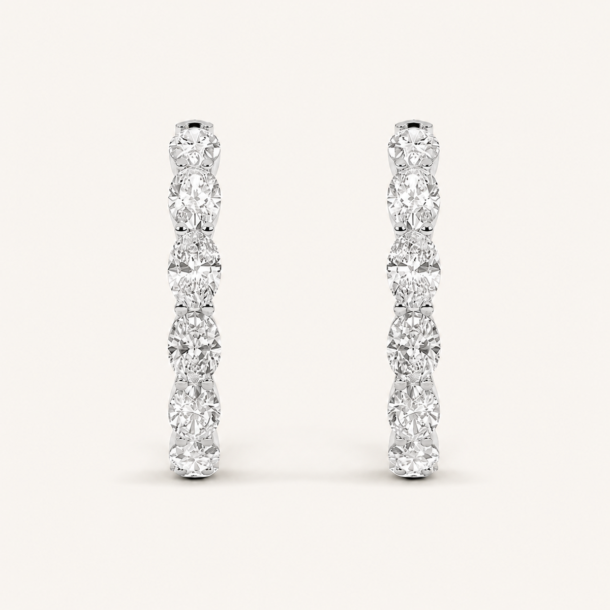 5CT Oval Cut Lab Grown Diamond Inside Out Hoop Earrings