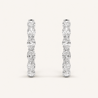 7CT Oval Cut Diamond Inside Out Hoop Earrings