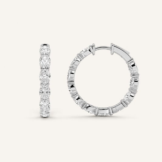 8CT Oval Cut Lab Grown Diamond InsideOut Hoop Earrings