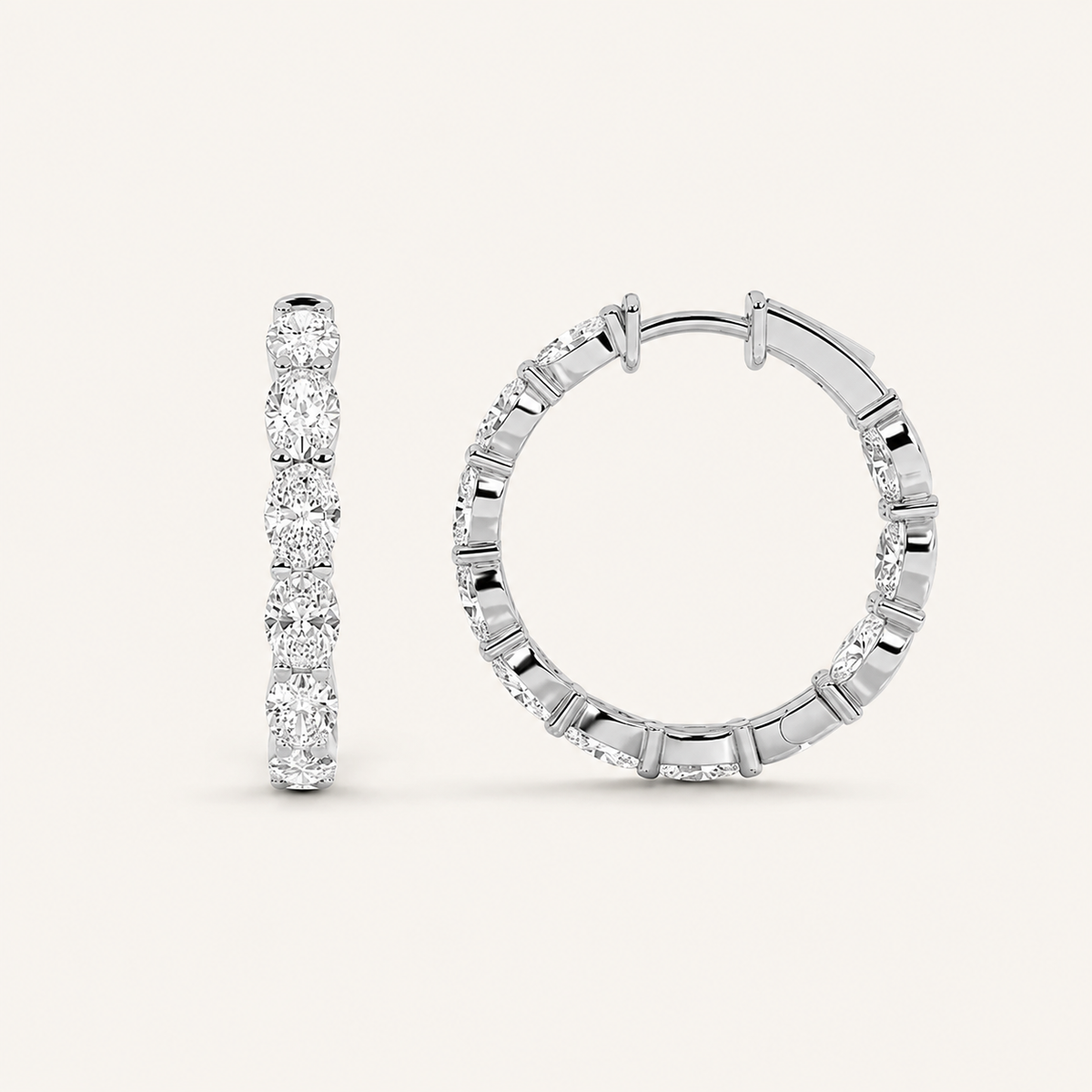 7CT Oval Cut Diamond Inside Out Hoop Earrings
