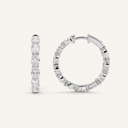 5CT Oval Cut Lab Grown Diamond Inside Out Hoop Earrings