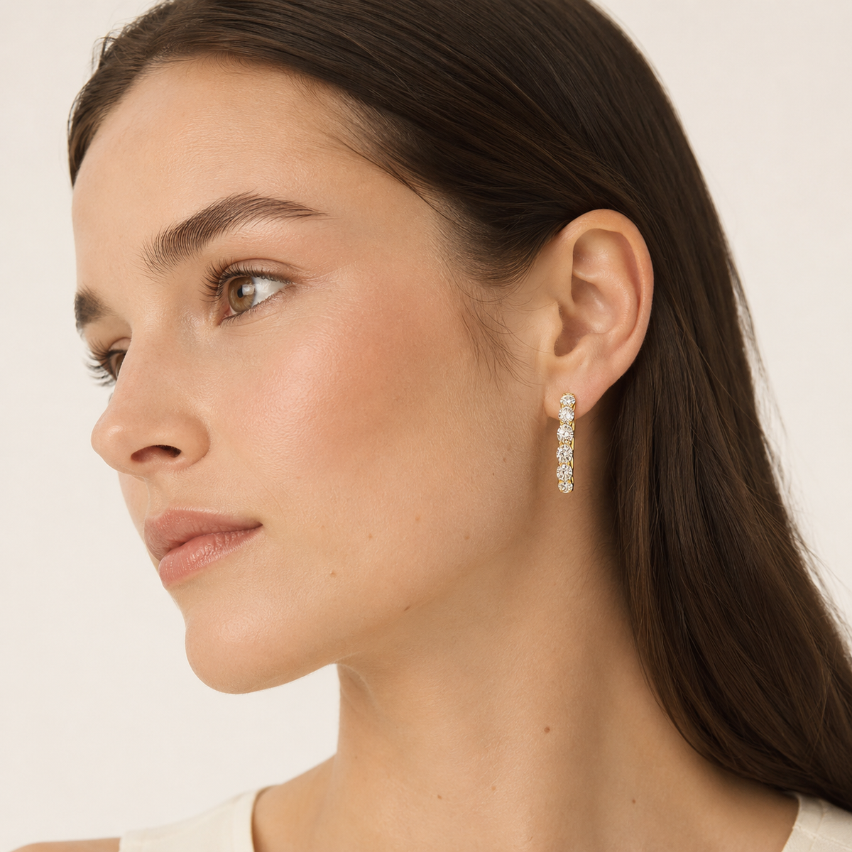 6CT Oval Cut Diamond Inside Out Hoop Earrings