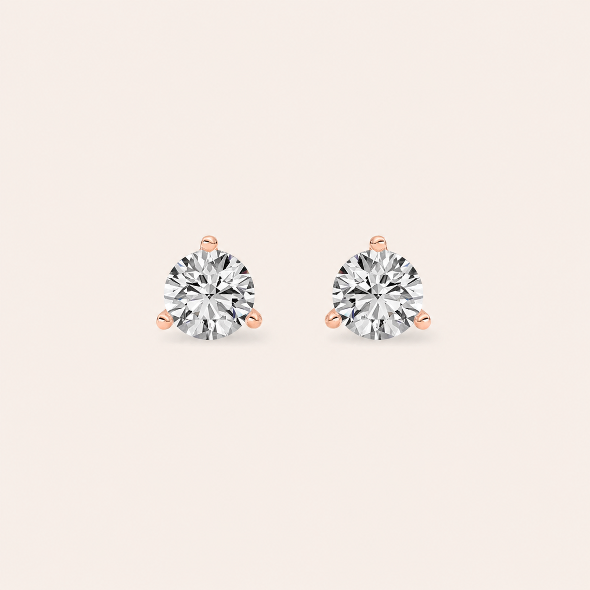 0.50CT Round Cut Lab Grown Diamond Three-Prong Martini Stud Earrings